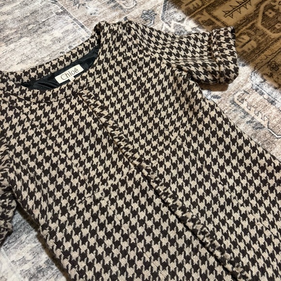 Chloe vintage houndstooth brown dress size 2 - Picture 6 of 14